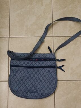 Vera Bradley Quilted Denim Crossbody Triple Zip Hipster Blue Purse